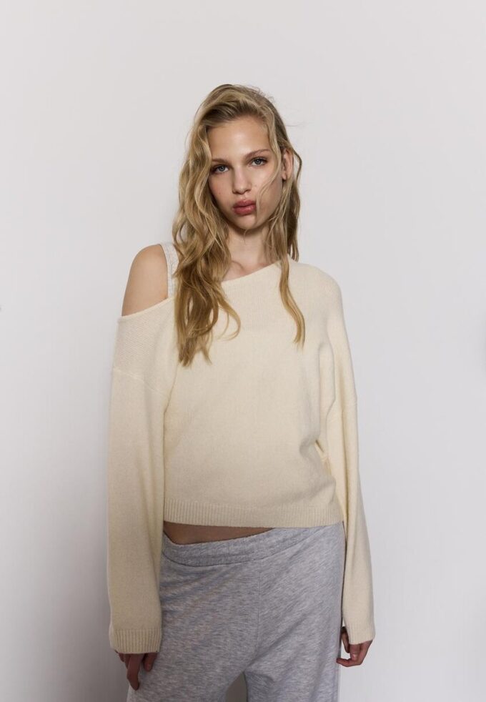 Asymmetrisk strikket genser