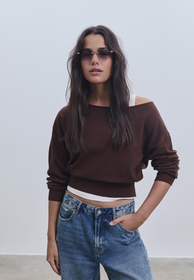 Asymmetrisk strikket genser