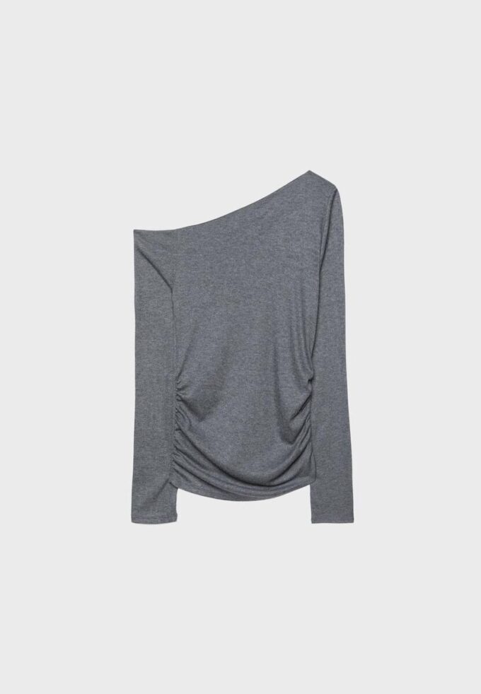 Asymmetrisk T-skjorte med rynkedetaljer