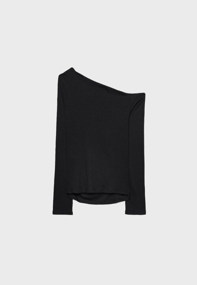 Asymmetrisk T-skjorte med rynkedetaljer