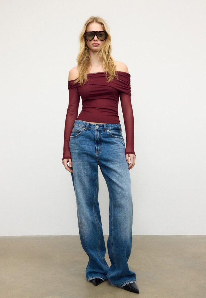 Asymmetrisk tyll-T-skjorte