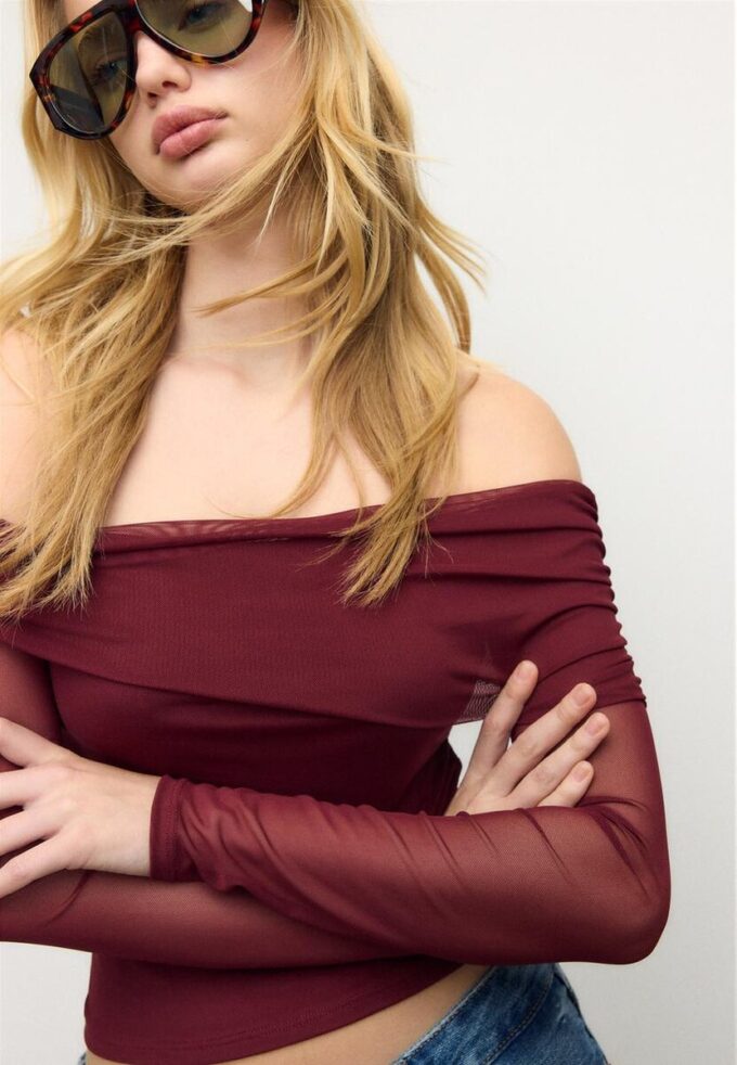 Asymmetrisk tyll-T-skjorte