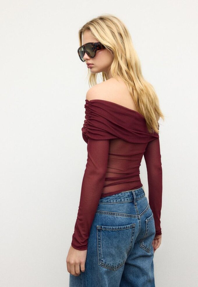 Asymmetrisk tyll-T-skjorte