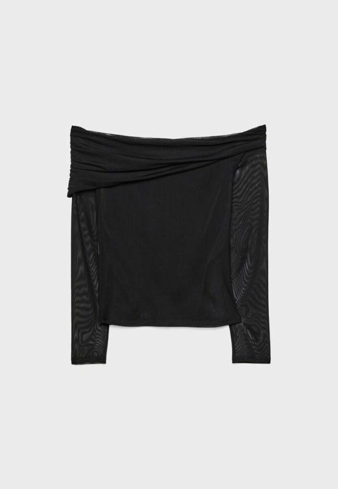 Asymmetrisk tyll-T-skjorte