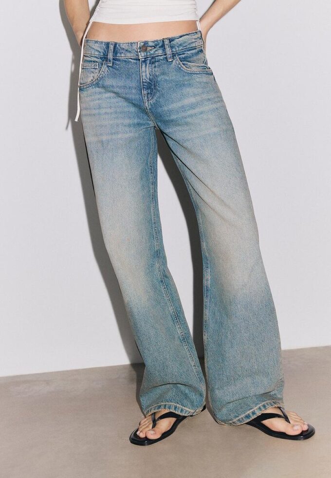 Baggy-jeans med middels høy midje