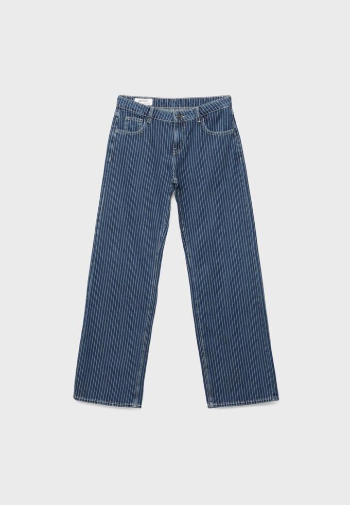Baggy-jeans med striper og middels høy midje