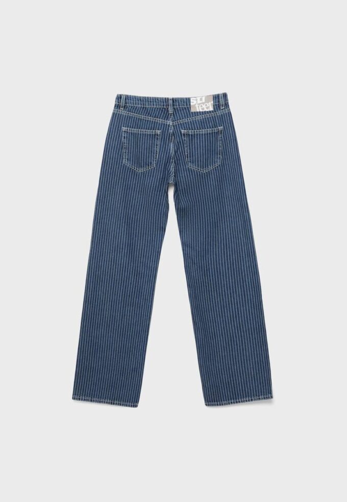 Baggy-jeans med striper og middels høy midje