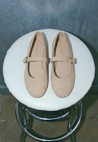 Ballerinasko i skinn med tåkappe