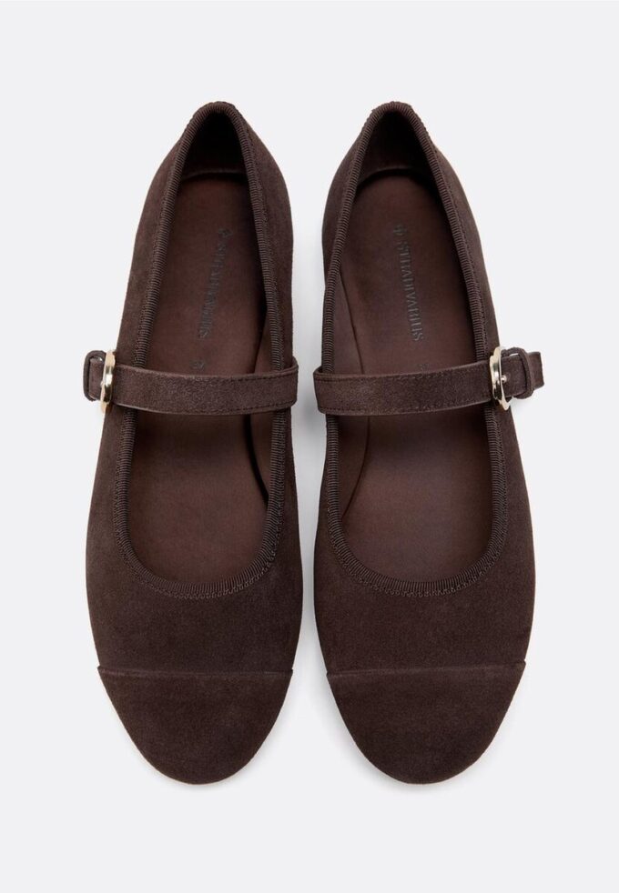 Ballerinasko i skinn med tåkappe