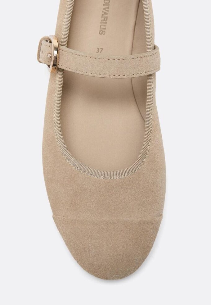 Ballerinasko i skinn med tåkappe