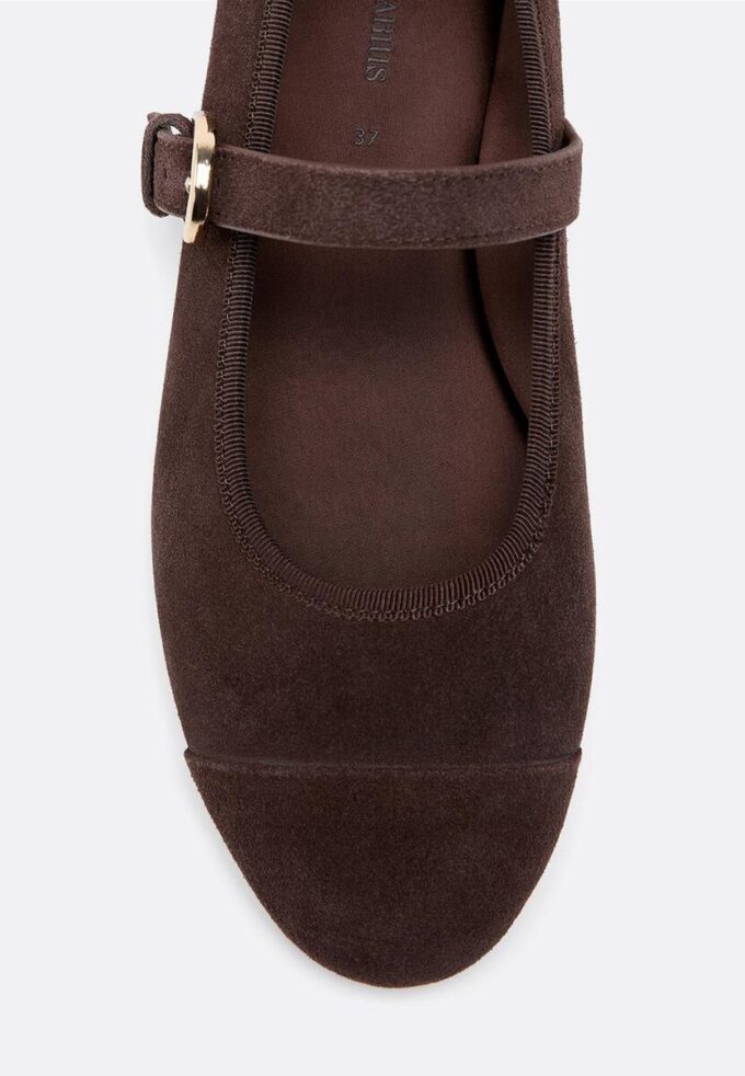 Ballerinasko i skinn med tåkappe