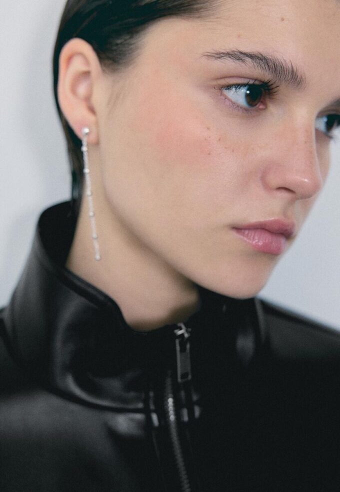 Ballongjakke i skinnimitasjon med belte