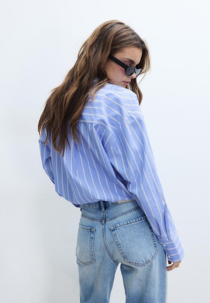 Ballongskjorte i to materialer