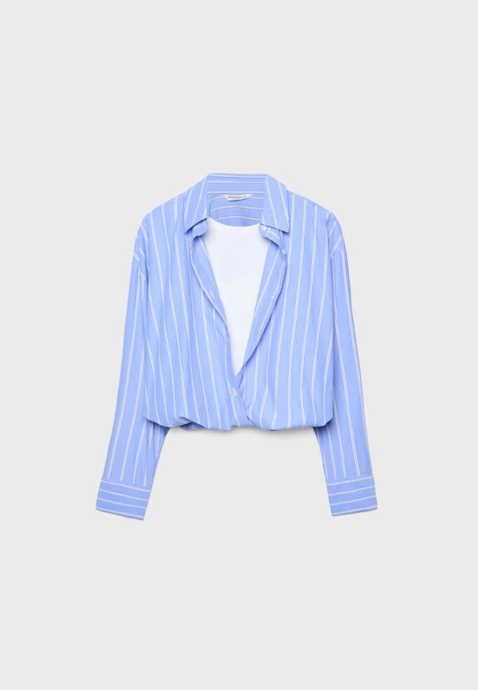 Ballongskjorte i to materialer