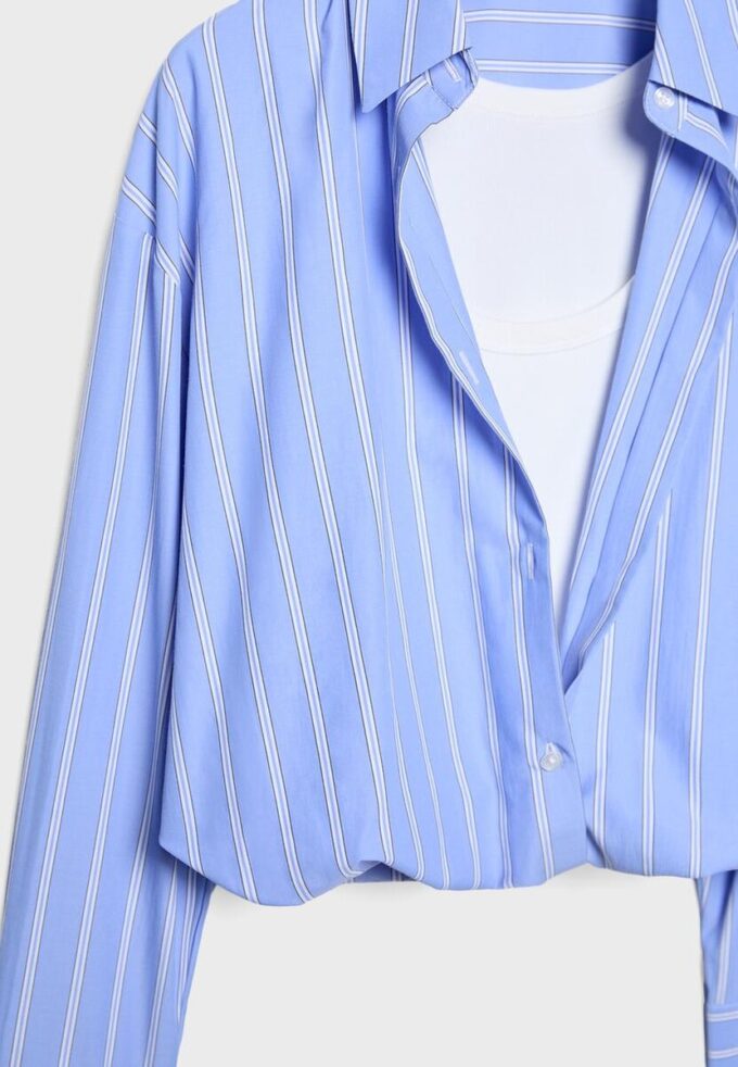 Ballongskjorte i to materialer