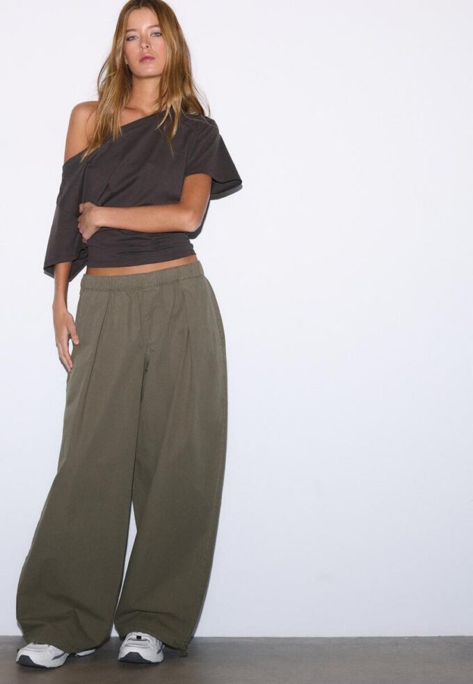 Barrel-bukser i poplin med stopper