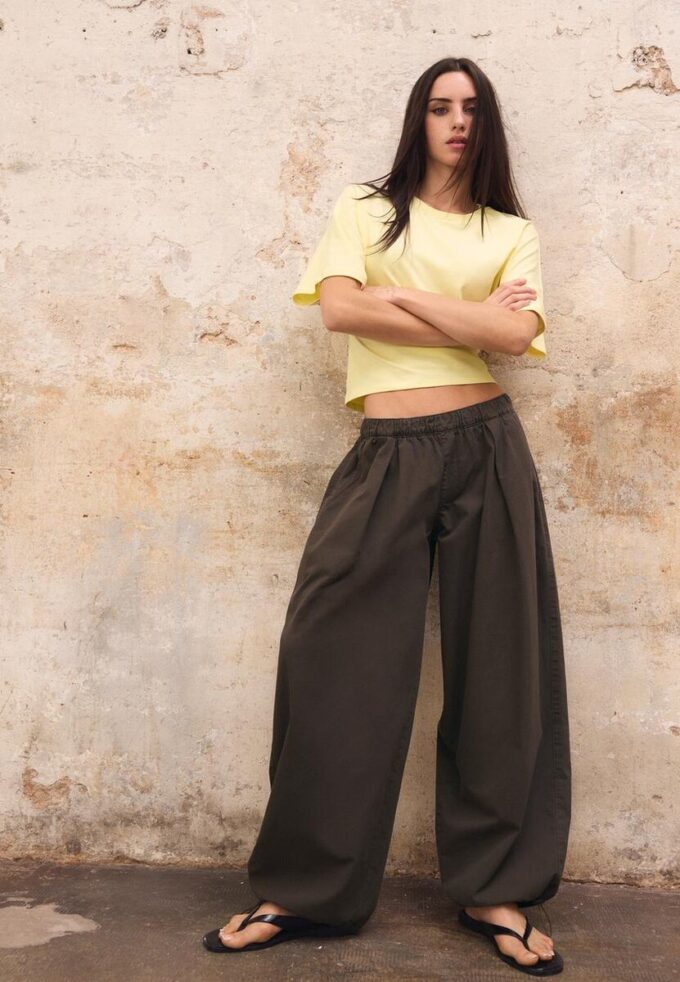 Barrel-bukser i poplin med stopper