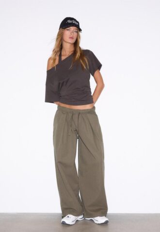 Barrel-bukser i poplin med stopper