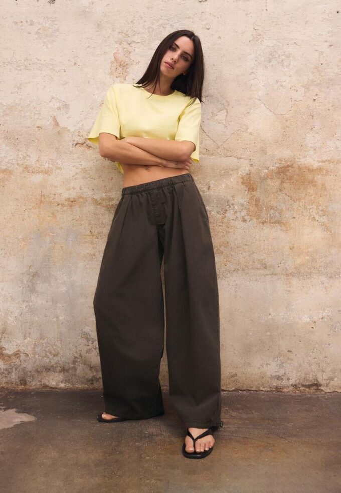 Barrel-bukser i poplin med stopper