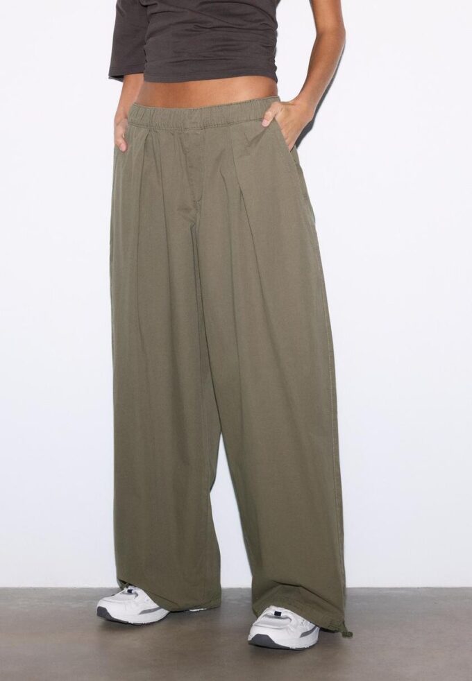 Barrel-bukser i poplin med stopper