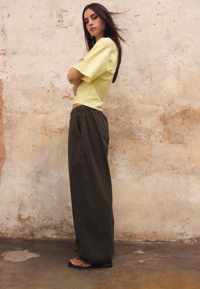 Barrel-bukser i poplin med stopper