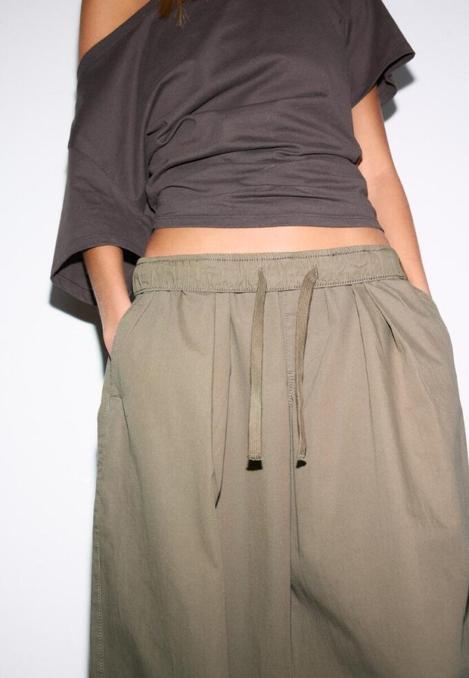 Barrel-bukser i poplin med stopper