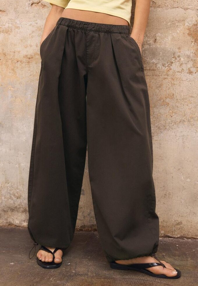 Barrel-bukser i poplin med stopper