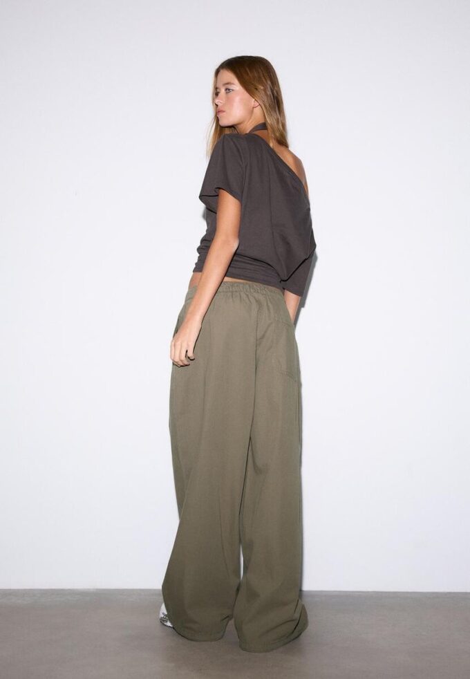 Barrel-bukser i poplin med stopper