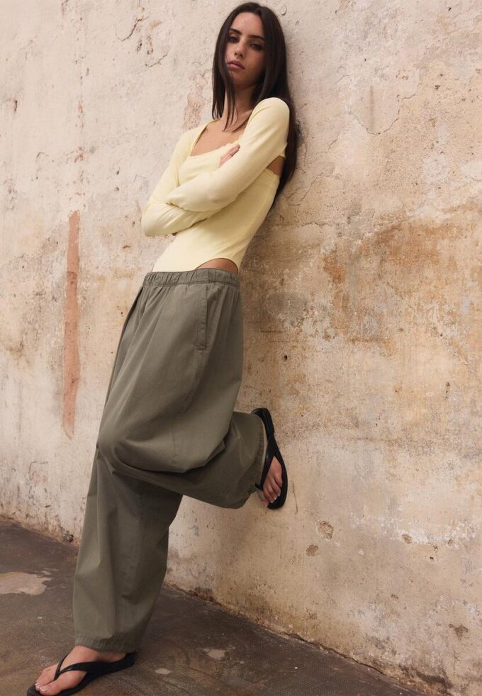 Barrel-bukser i poplin med stopper