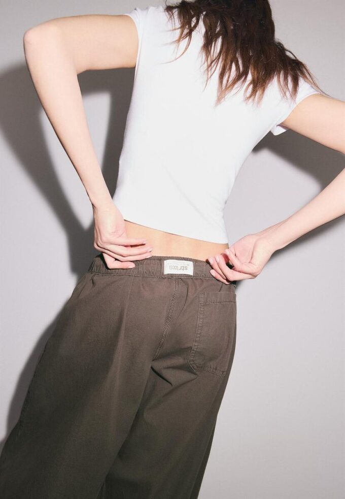 Barrel-bukser i poplin med stopper