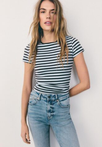 Basic Slim Fit Striped T-skjorte