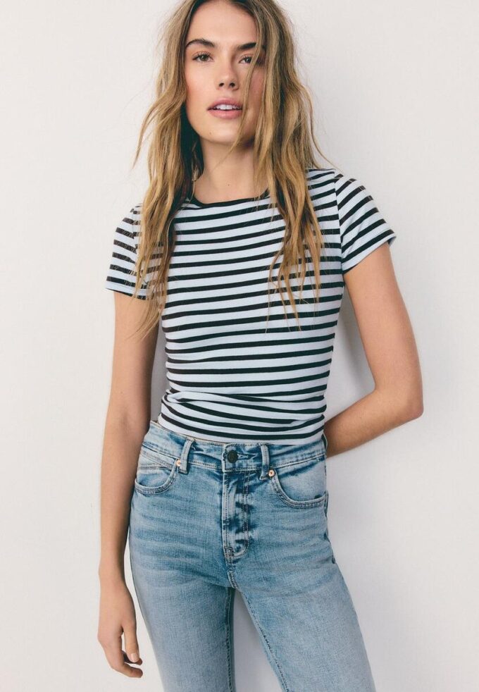 Basic Slim Fit Striped T-skjorte