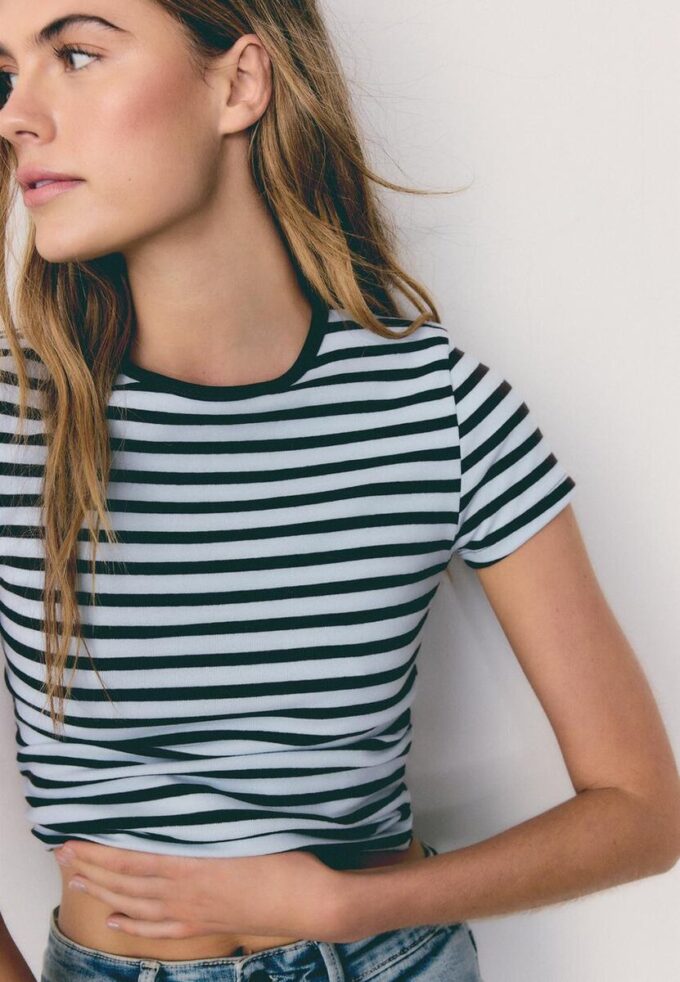 Basic Slim Fit Striped T-skjorte