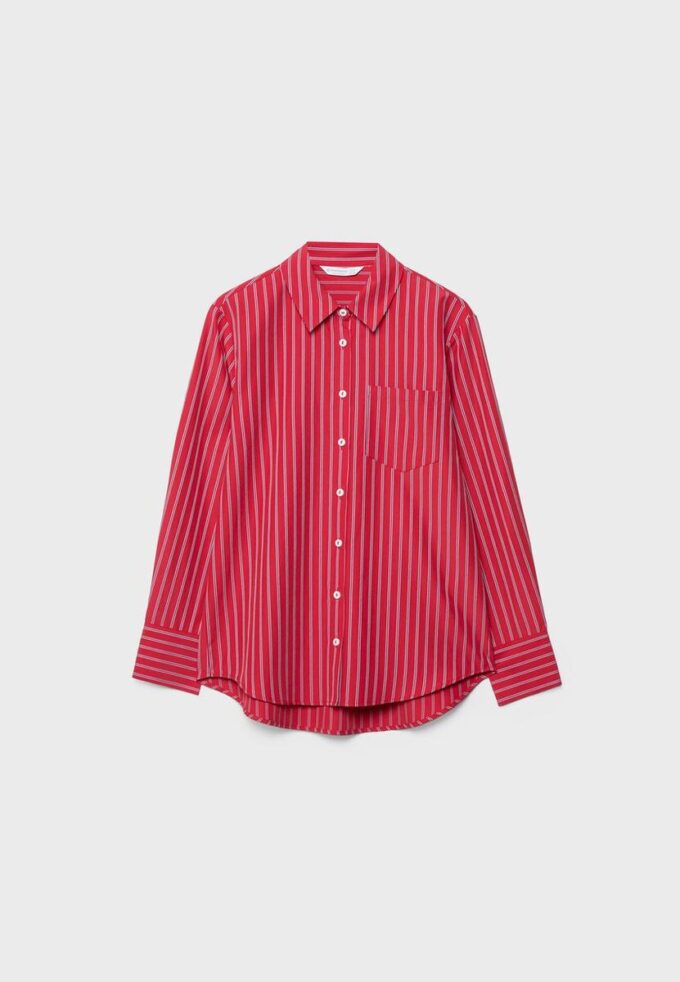 Basisplagg med enkel stripet poplin-skjorte med lomme