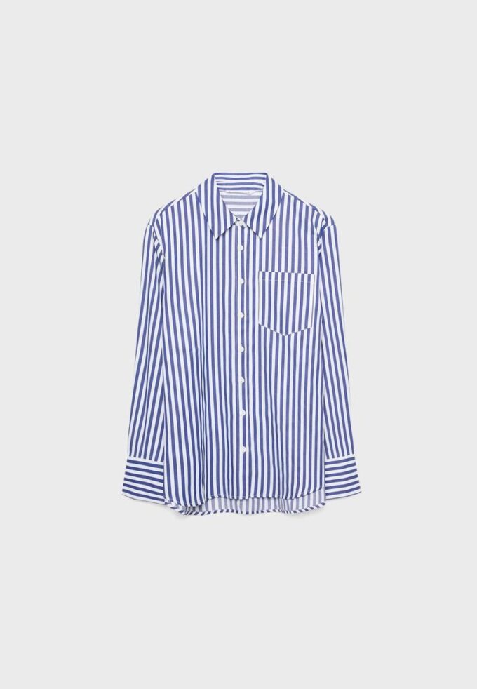 Basisplagg med enkel stripet poplin-skjorte med lomme