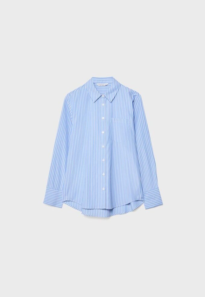 Basisplagg med enkel stripet poplin-skjorte med lomme