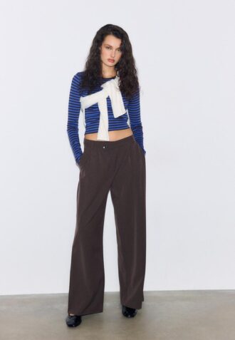 Basisplagg med lang arm og stripete bomullst-skjorte