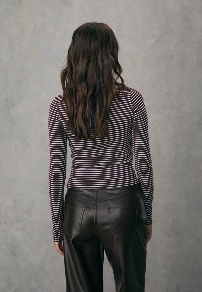 Basisplagg med lang arm og stripete bomullst-skjorte