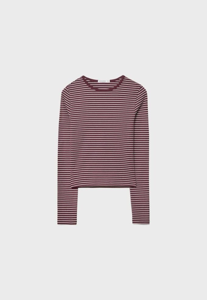 Basisplagg med lang arm og stripete bomullst-skjorte
