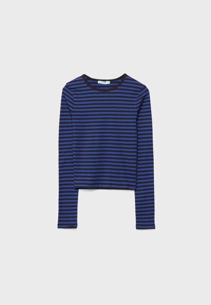 Basisplagg med lang arm og stripete bomullst-skjorte