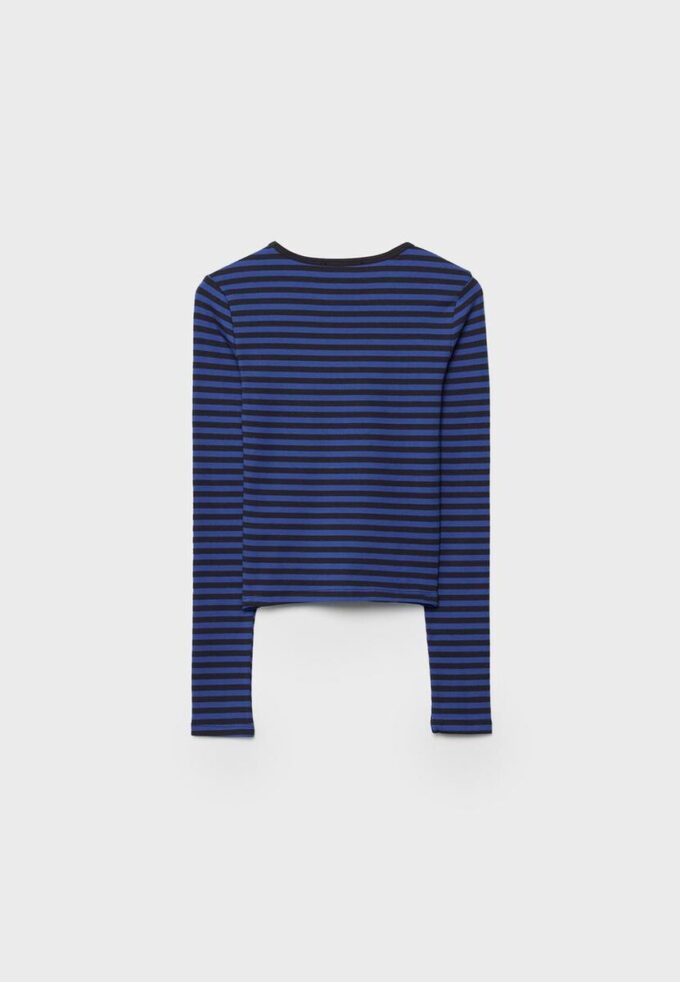 Basisplagg med lang arm og stripete bomullst-skjorte