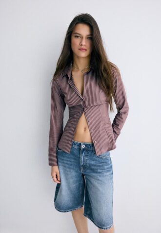 Basisplagg med striper, tettsittende skjorte