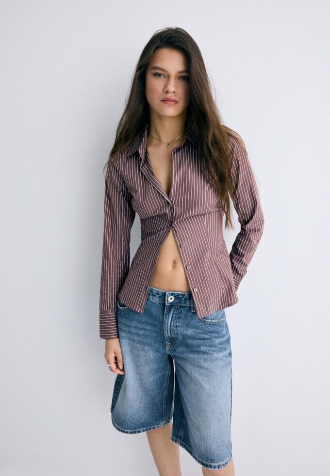 Basisplagg med striper, tettsittende skjorte