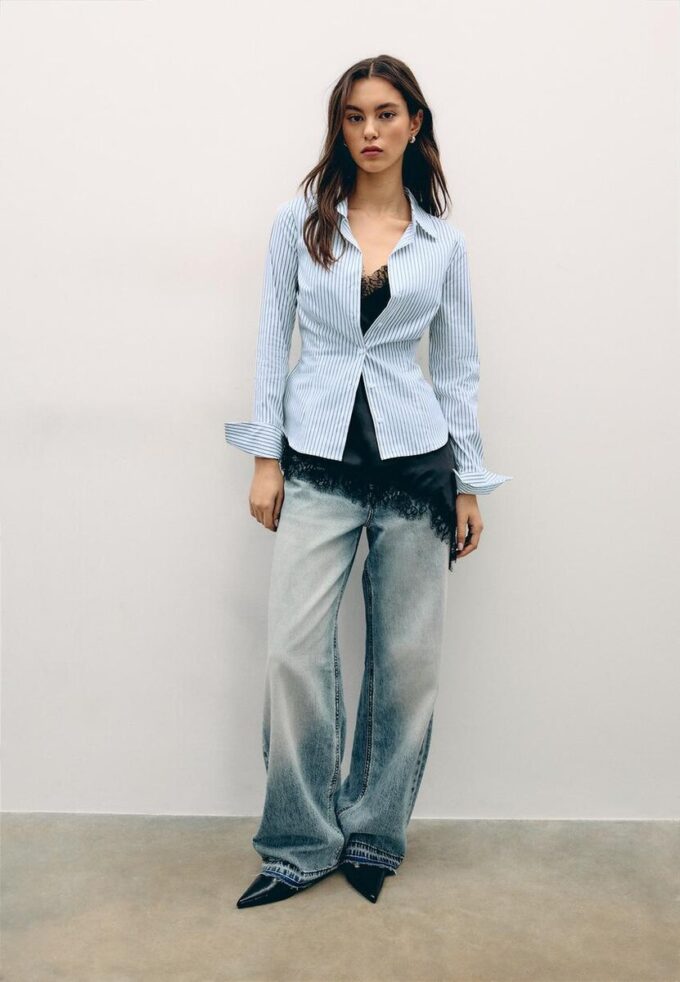 Basisplagg med striper, tettsittende skjorte