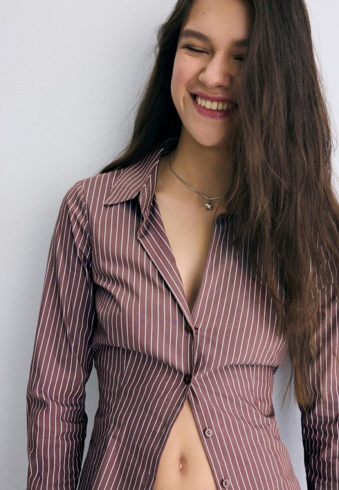 Basisplagg med striper, tettsittende skjorte