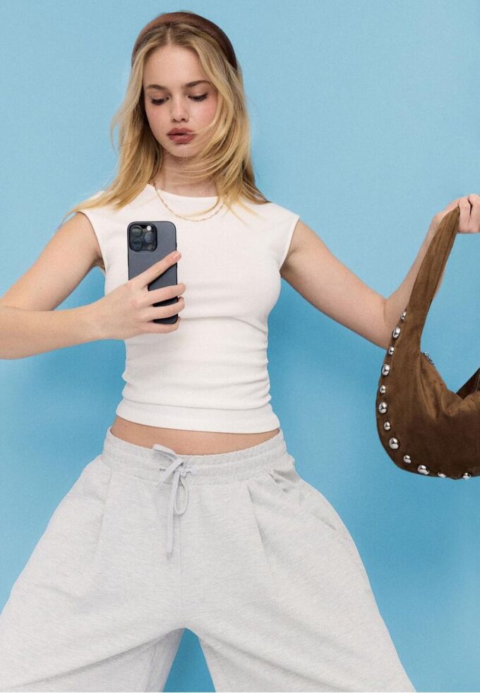 Basisplagg T-skjorte med rynker