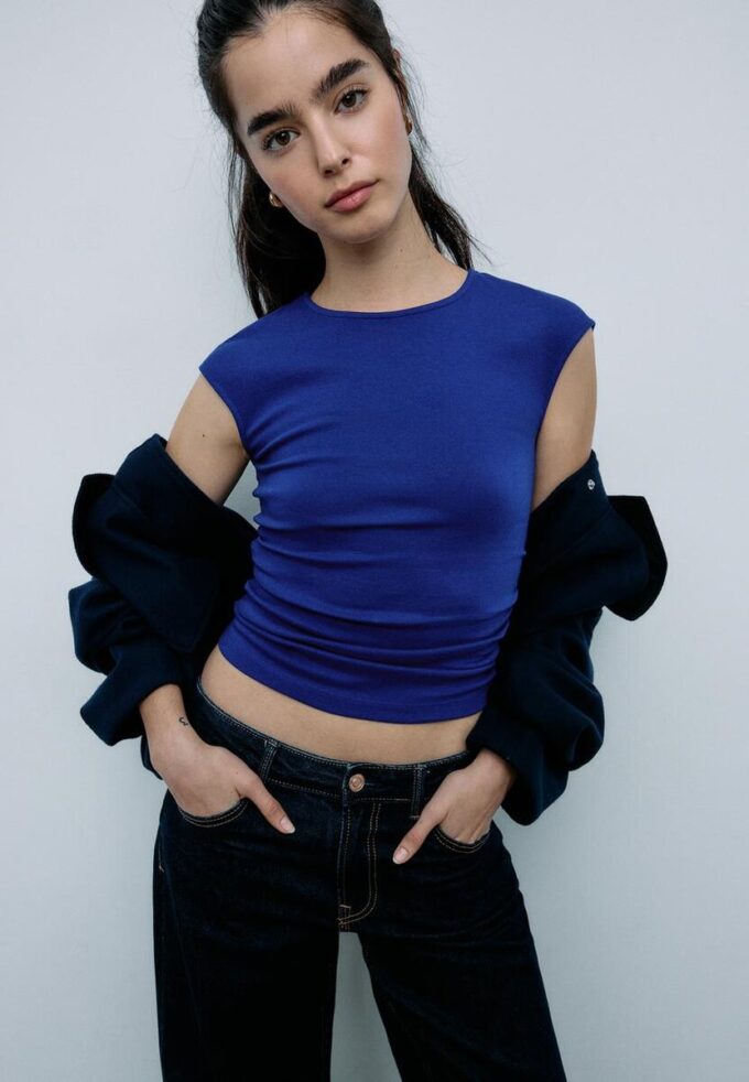 Basisplagg T-skjorte med rynker