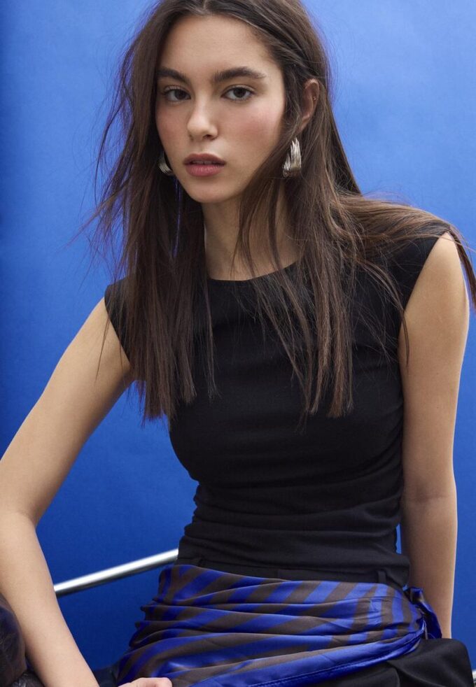 Basisplagg T-skjorte med rynker