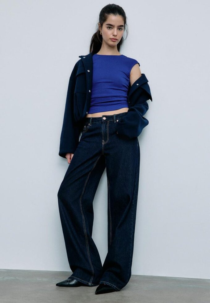 Basisplagg T-skjorte med rynker