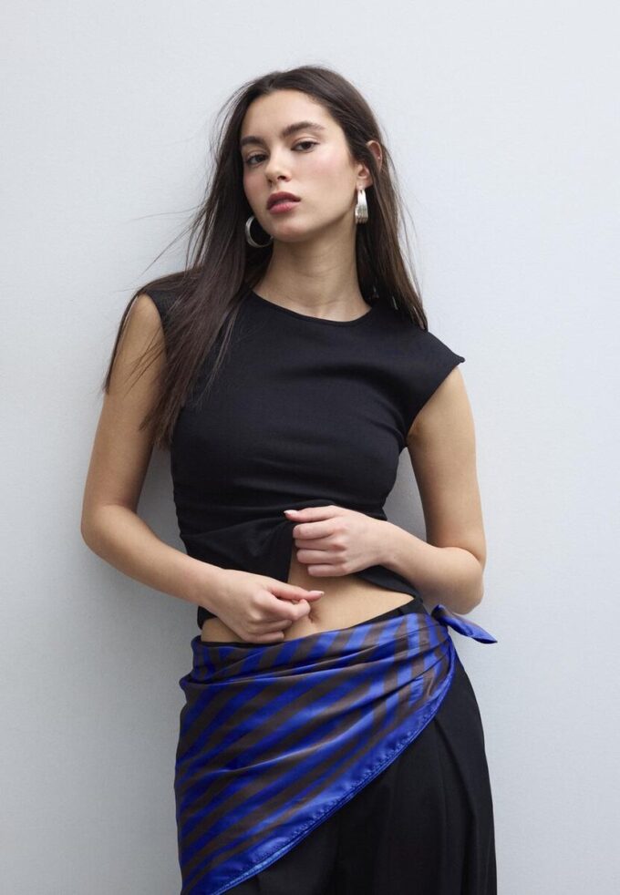 Basisplagg T-skjorte med rynker